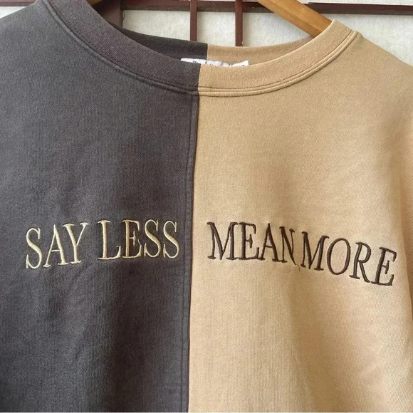 Mayfair Group “Say Less Mean More” two tone sweatshirt excellent worn condition - Picture 3 of 6